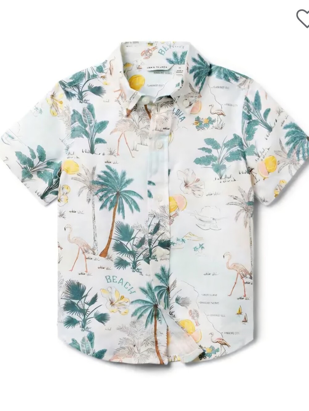 Janie And Jack Boy's White Tropical Island Linen Shirt Short Sleeve Size 3.